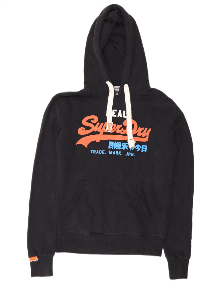 Superdry Herren-Kapuzenpullover mit Grafik, Größe S, schwarze Baumwolle