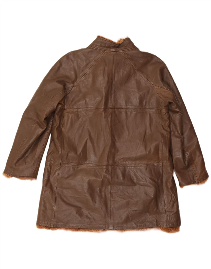 Vintage Damen Lederjacke UK 12 Mittelbraun