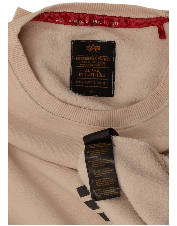Alpha Industries Herren-Sweatshirt mit Grafik, mittelbeige Baumwolle
