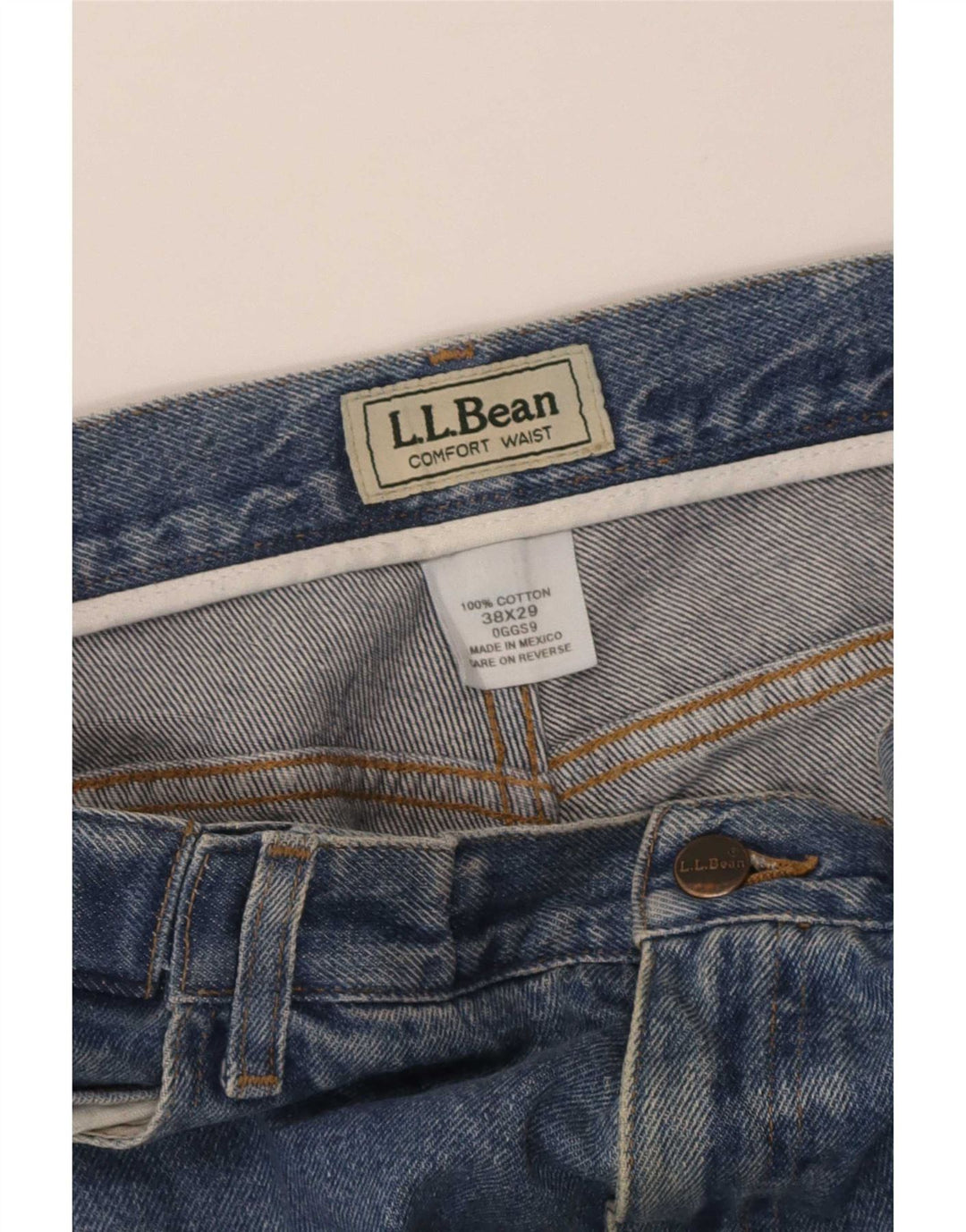 L.L.Bean Herren Straight Jeans W38 L29 Blaue Baumwolle