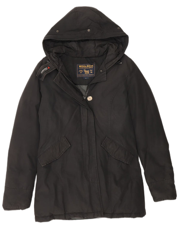 Woolrich Womens Hooded Padded Jacket UK 10 Small Black Cotton