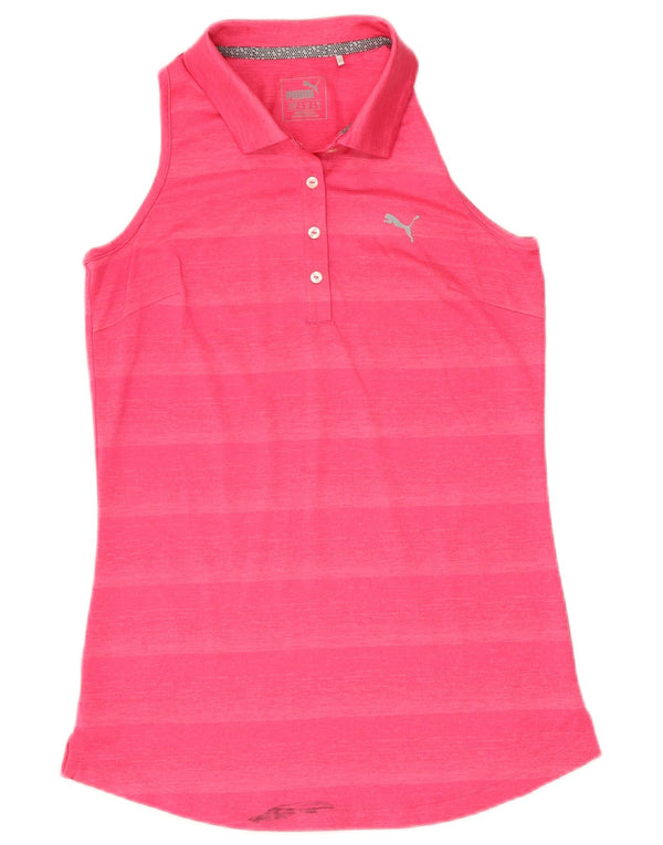 Puma Damen ärmelloses Poloshirt UK 8 Small Rosa gestreift