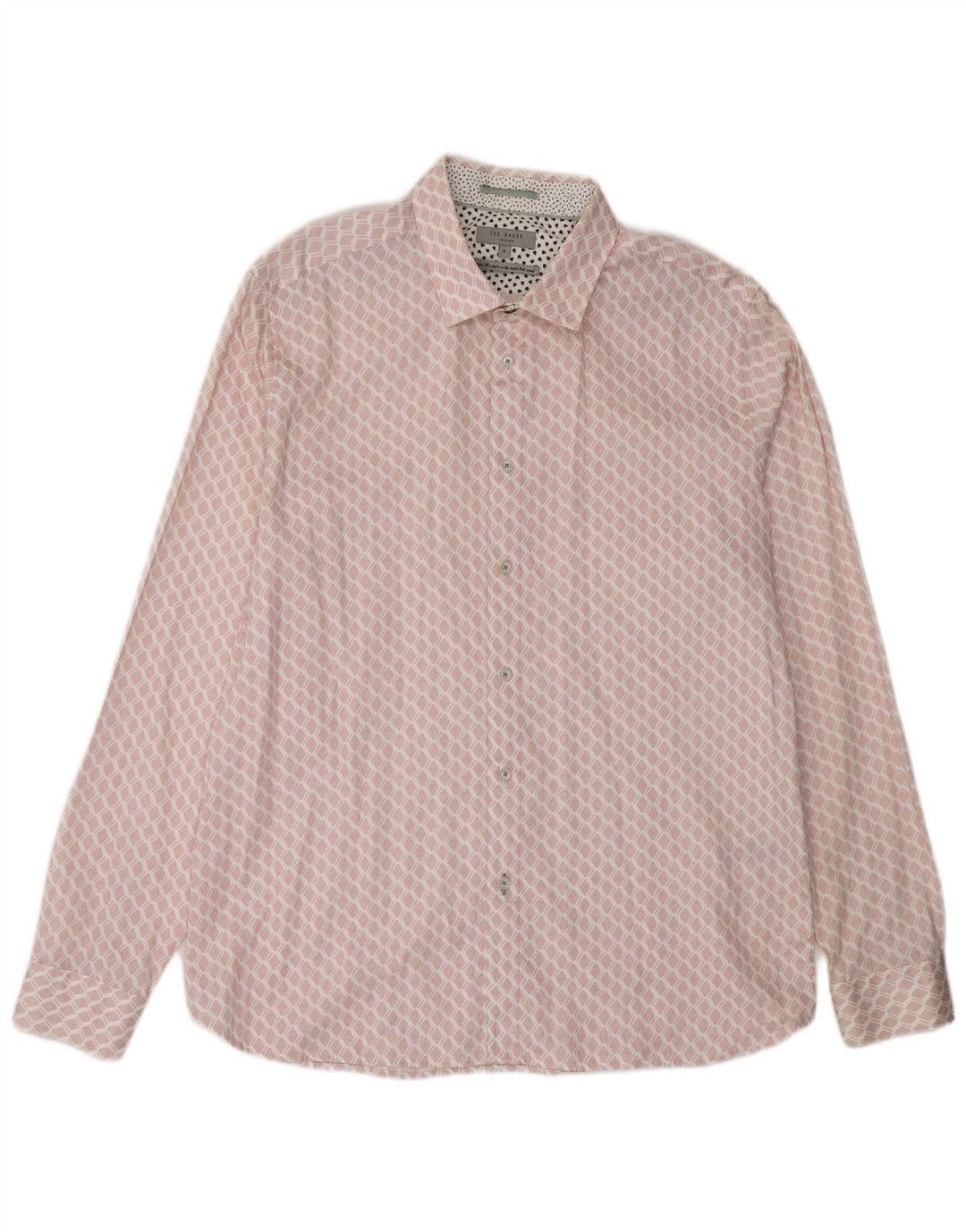 TED BAKER Herrenhemd Größe 6 2XL rosa geometrische Baumwolle