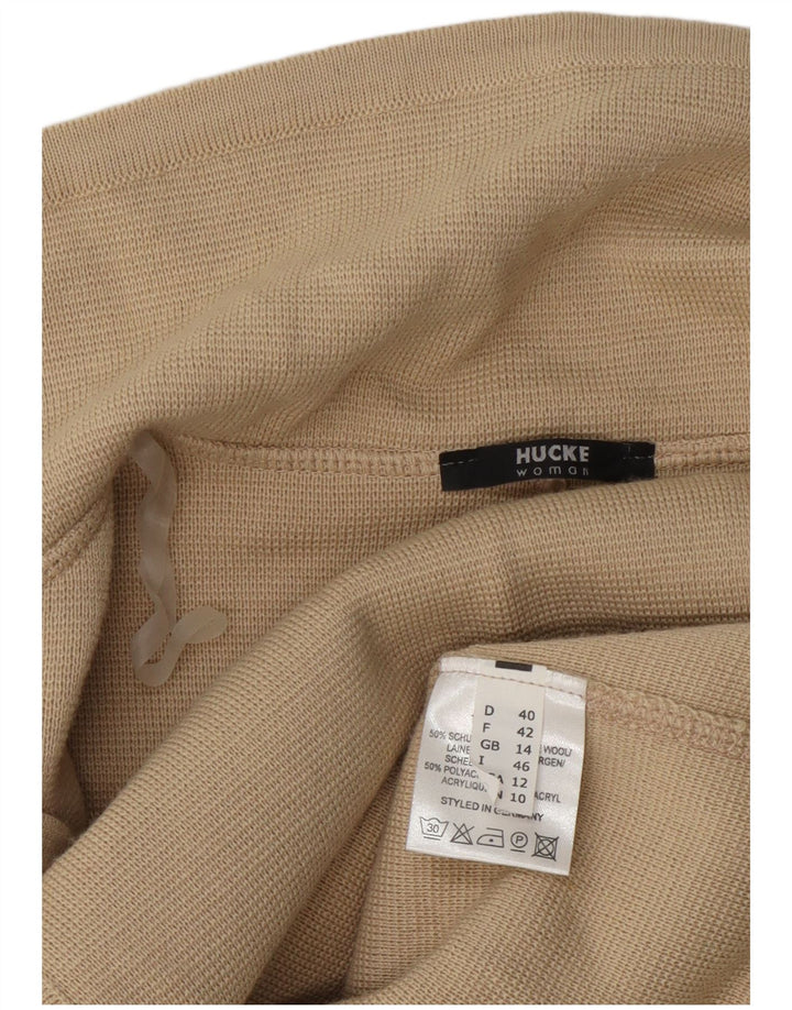 Hucke Damen 2-Knopf-Strickblazerjacke UK 14 Große beige Wolle