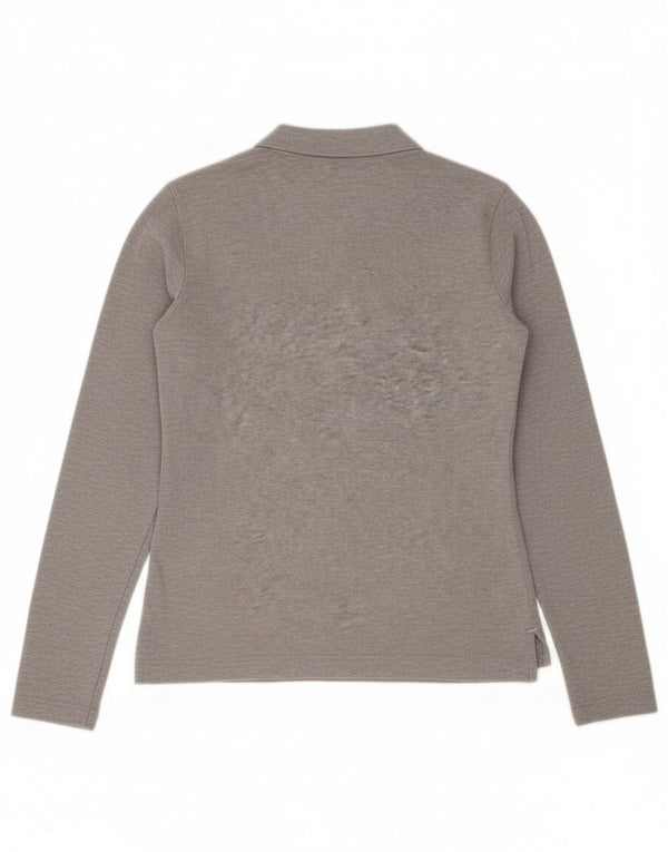 Tommy Hilfiger Damen-Langarm-Slim-Fit-Poloshirt UK 12 Mittelgrau