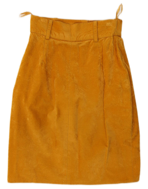 Vintage Damen Bleistiftrock mit hoher Taille, mittelgroß, W26, gelbe Baumwolle