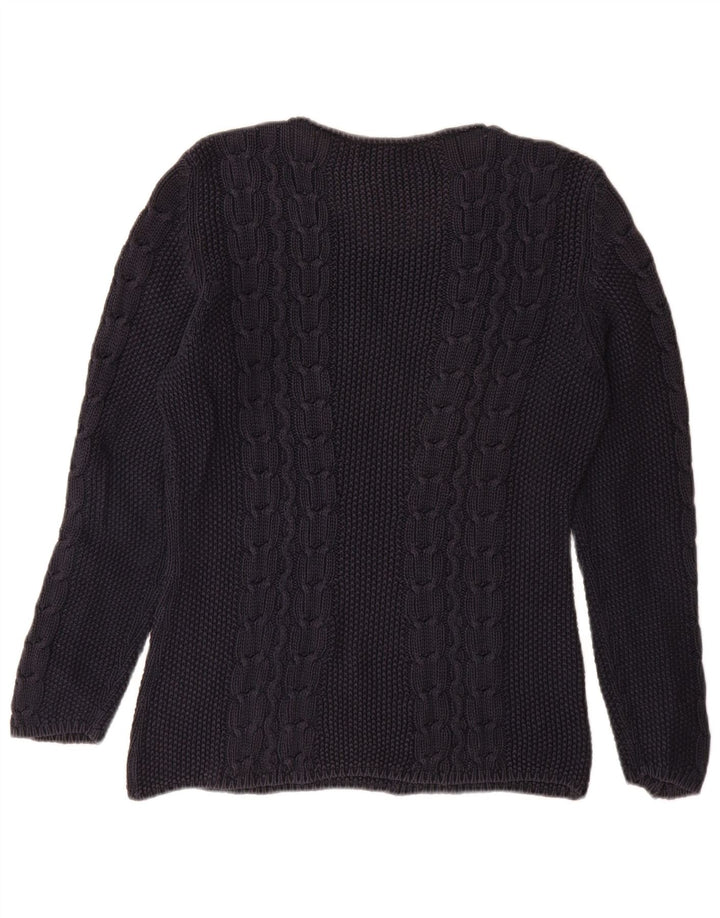 SISLEY Damen-Pullover mit U-Boot-Ausschnitt, UK 14, mittleres Marineblau