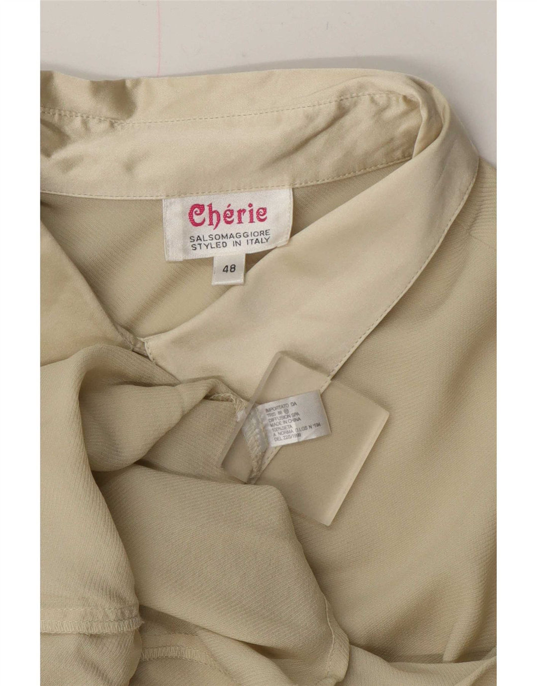 Cherie Damen Hemdbluse IT 48 XL Beige Seide