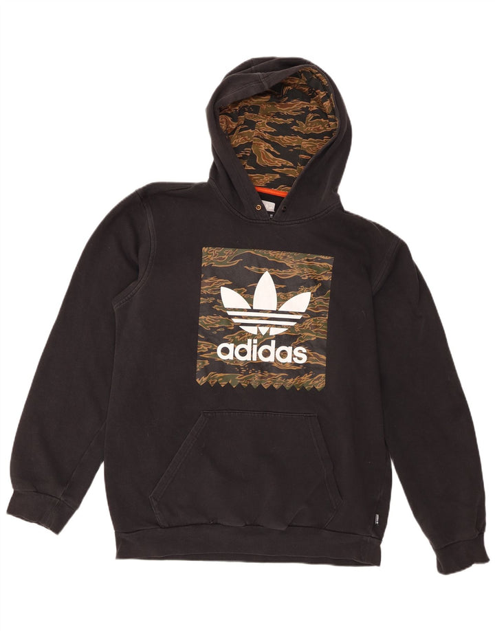 Adidas Herren Graphic Hoodie Pullover Mittelschwarze Baumwolle