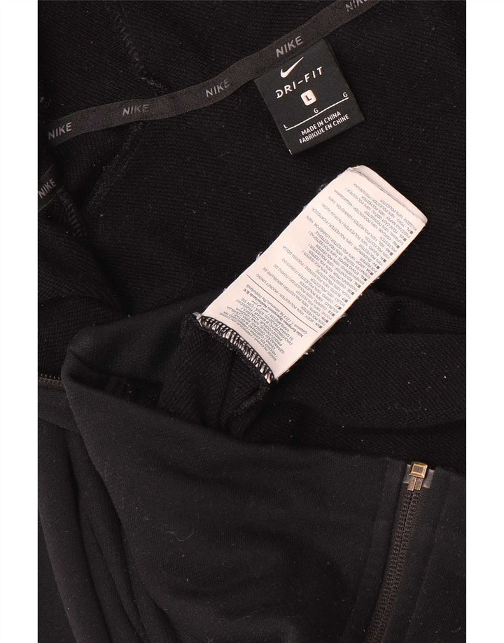 Nike Herren Dri Fit Graphic Zip Hoodie Pullover Großes schwarzes Polyester