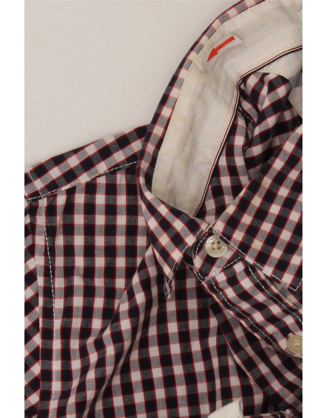 Tommy Hilfiger Herren-Kurzarmhemd aus mittelblauer Gingham-Baumwolle in Marineblau