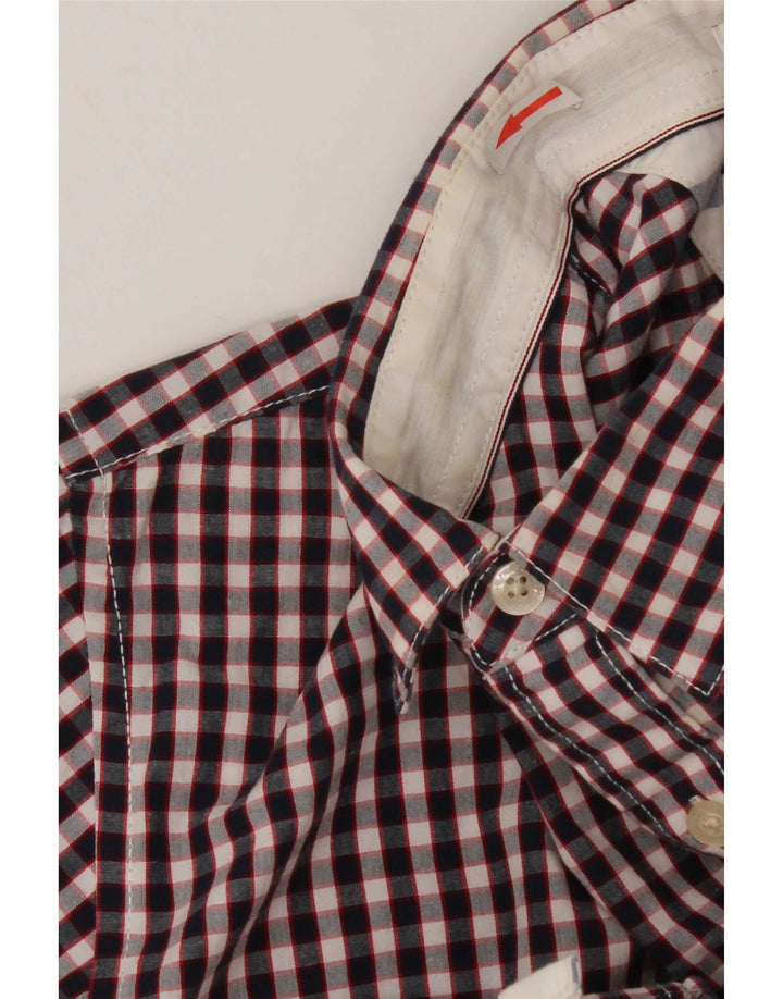 Tommy Hilfiger Herren-Kurzarmhemd aus mittelblauer Gingham-Baumwolle in Marineblau