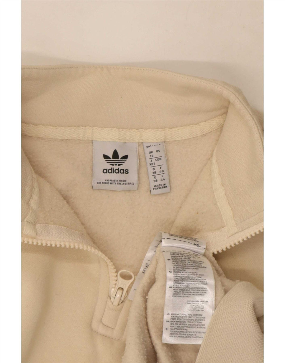 Adidas Damen Übergroßer Grafik-Sweatshirt-Pullover UK 12 Mittelbeige