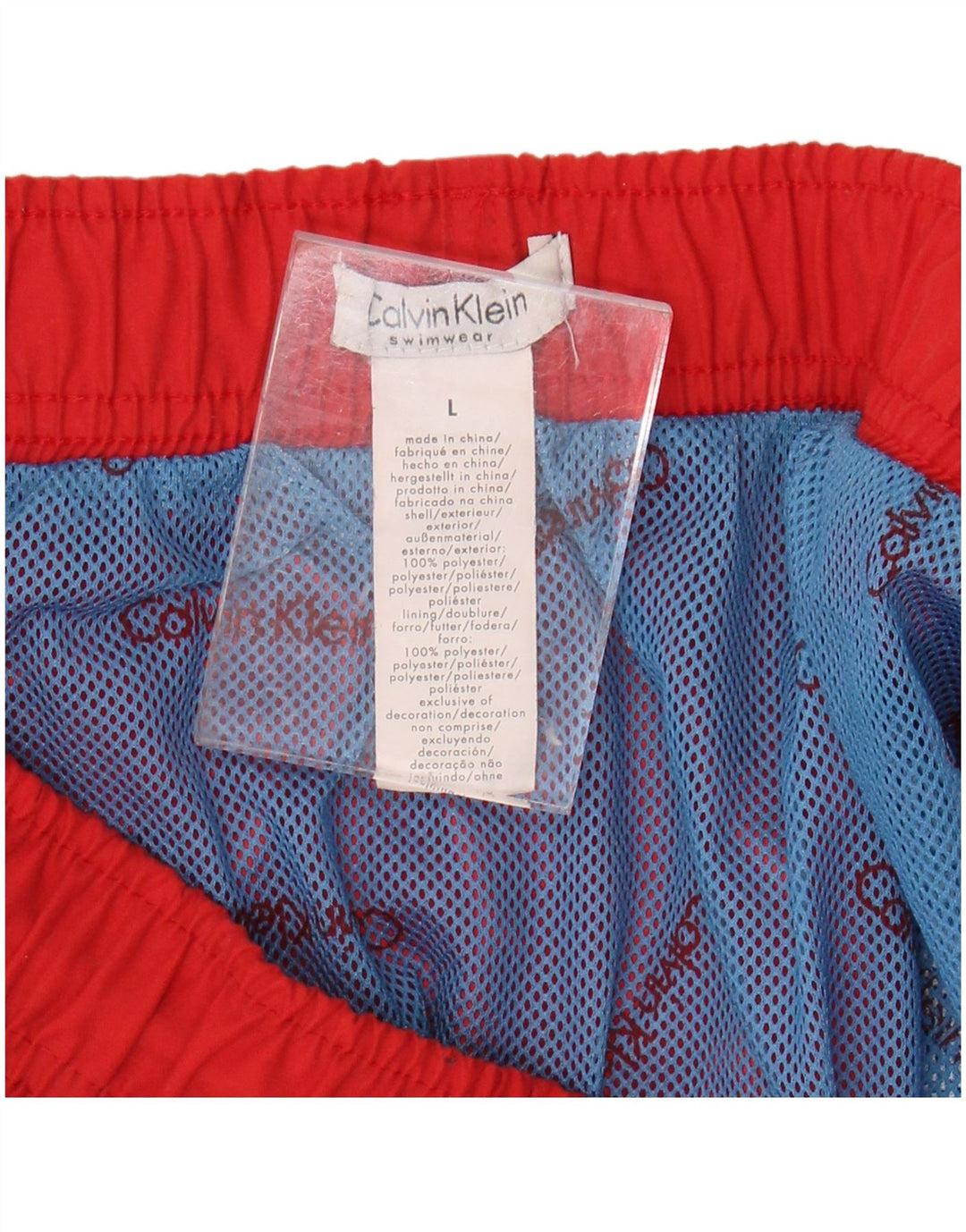 CALVIN KLEIN Herren Badeshorts mit Grafik, groß, rotes Polyester