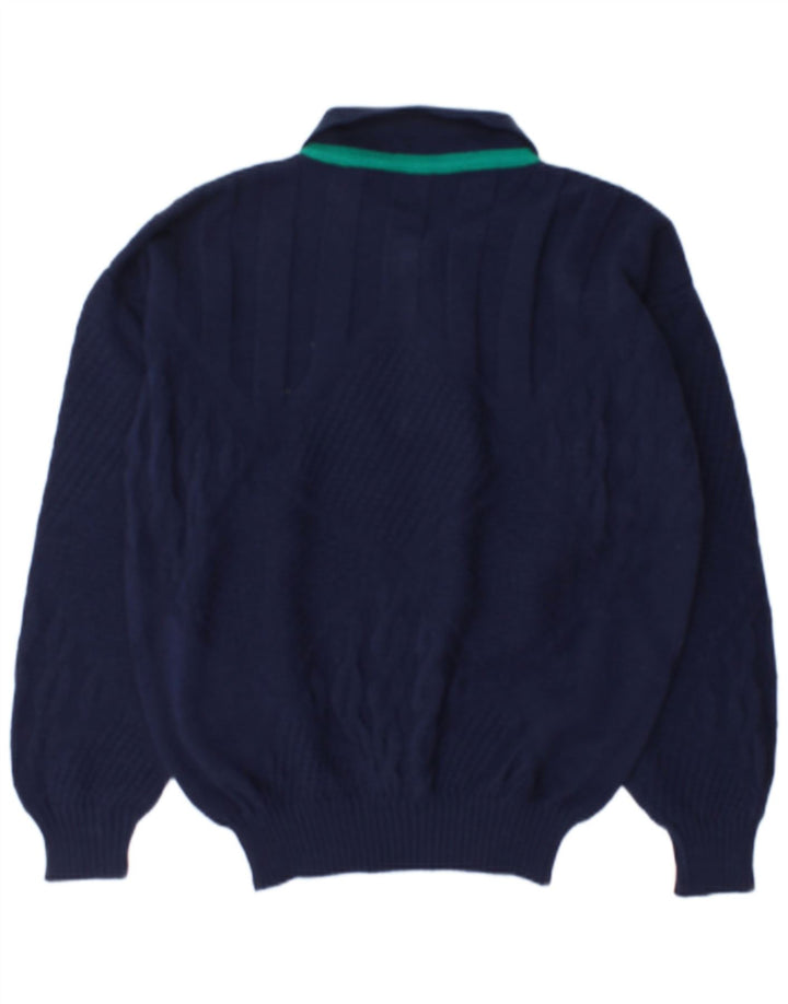 Vintage Herren Rollkragenpullover Pullover Große Marineblaue Wolle