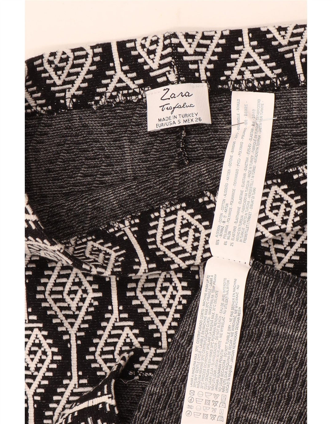 Gerader Damenrock von Zara, Größe S, Größe W26, Schwarz, Ikat-Baumwolle