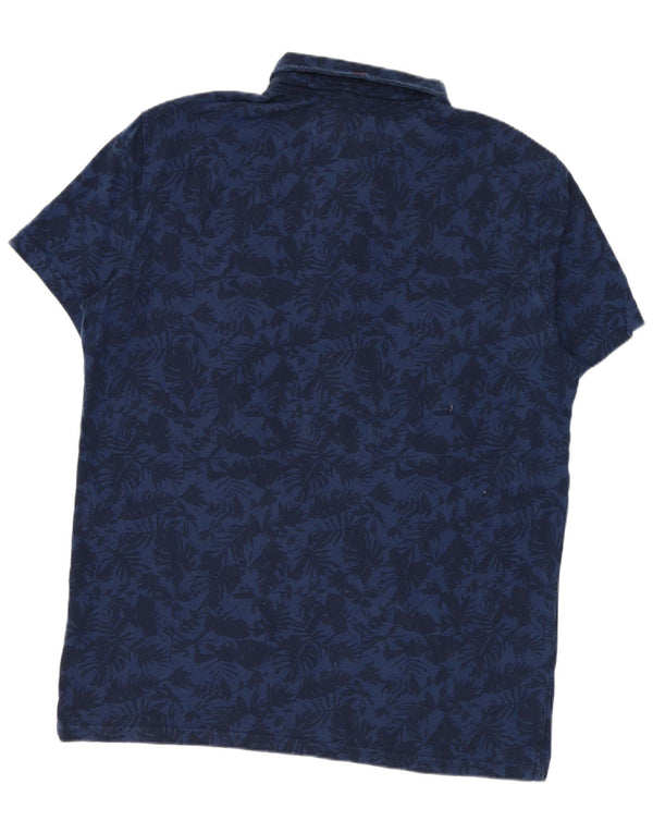 Superdry Herren-Poloshirt XL aus marineblauer Baumwolle mit Blumenmuster