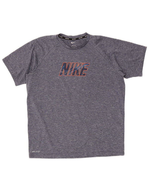 Nike Herren Dri Fit Grafik-T-Shirt-Oberteil, mittleres Marineblau gefleckt