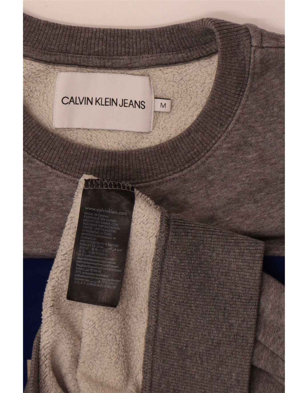 Calvin Klein Jeans Damen Grafik-Sweatshirt-Pullover UK 14 Mittelgrau