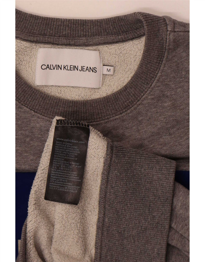 Calvin Klein Jeans Damen Grafik-Sweatshirt-Pullover UK 14 Mittelgrau
