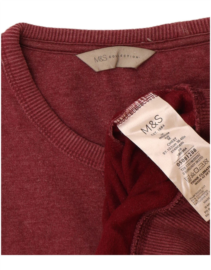 Marks & Spencer Herren-Sweatshirt-Pullover, mittlere Burgunderrote Baumwolle