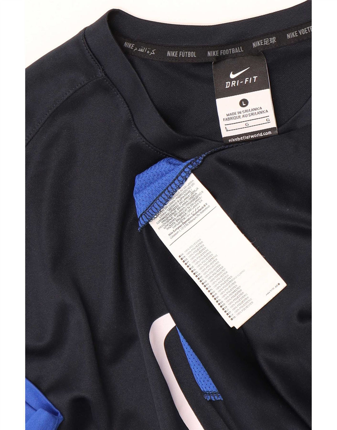 Nike Herren-T-Shirt mit Dri-Fit-Grafik, groß, Marineblau, Farbblock-Polyester