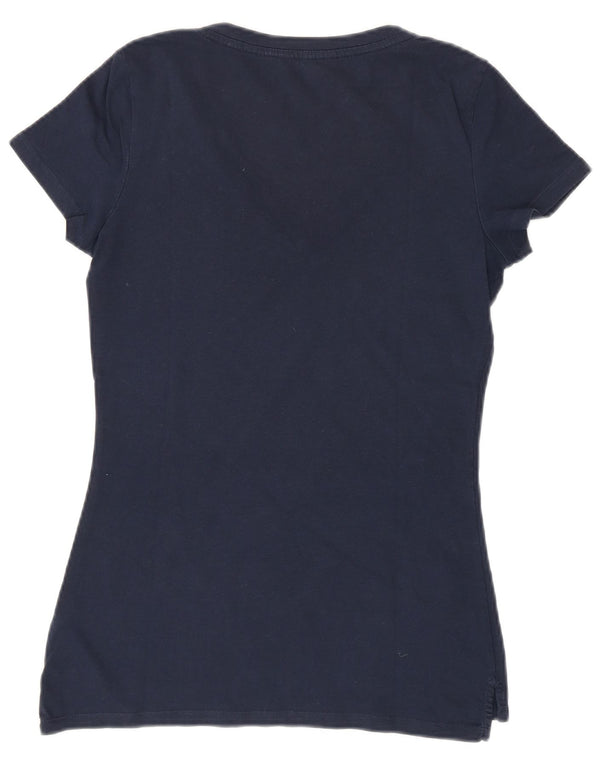 TOMMY HILFIGER Damen T-Shirt Top UK 12 Medium Marineblau Baumwolle