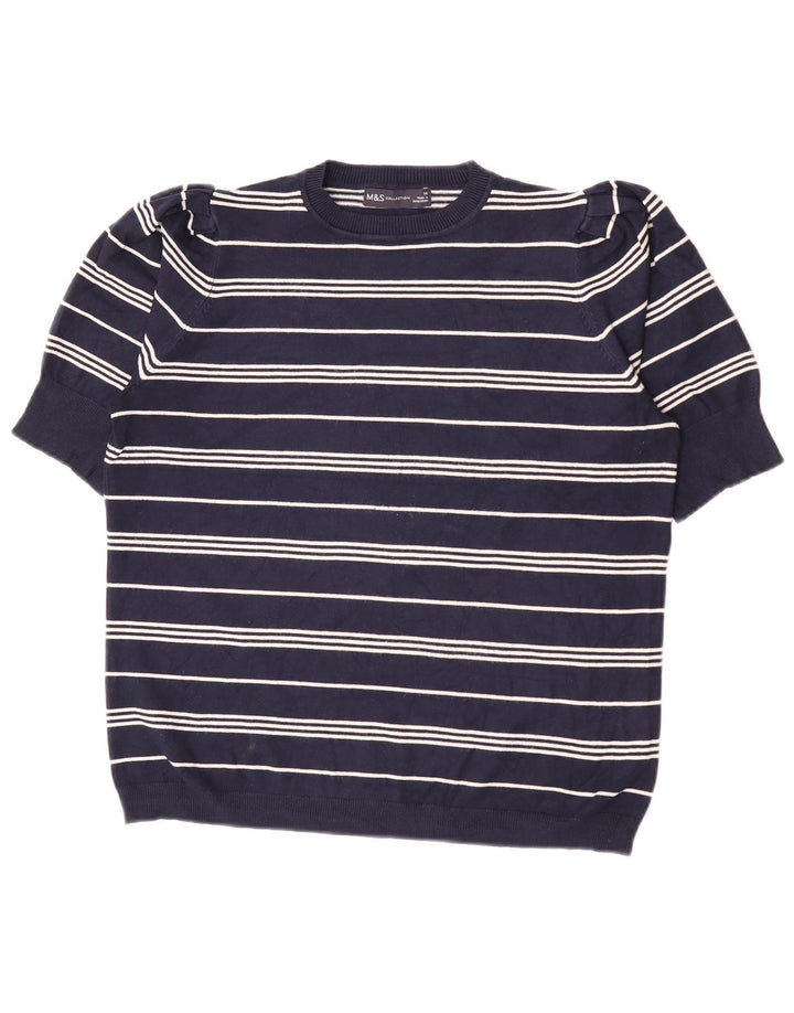 Marks & Spencer Damen-Pullover mit Rundhalsausschnitt, Gr. 14, mittleres Marineblau