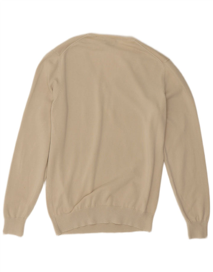Massimo Dutti Herren-Pullover mit V-Ausschnitt aus mittelbeiger Baumwolle