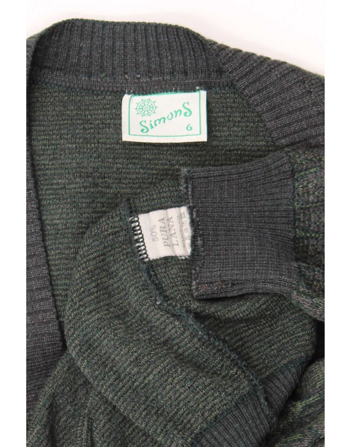 Vintage Herren Cardigan Pullover Große grüne geometrische Wolle