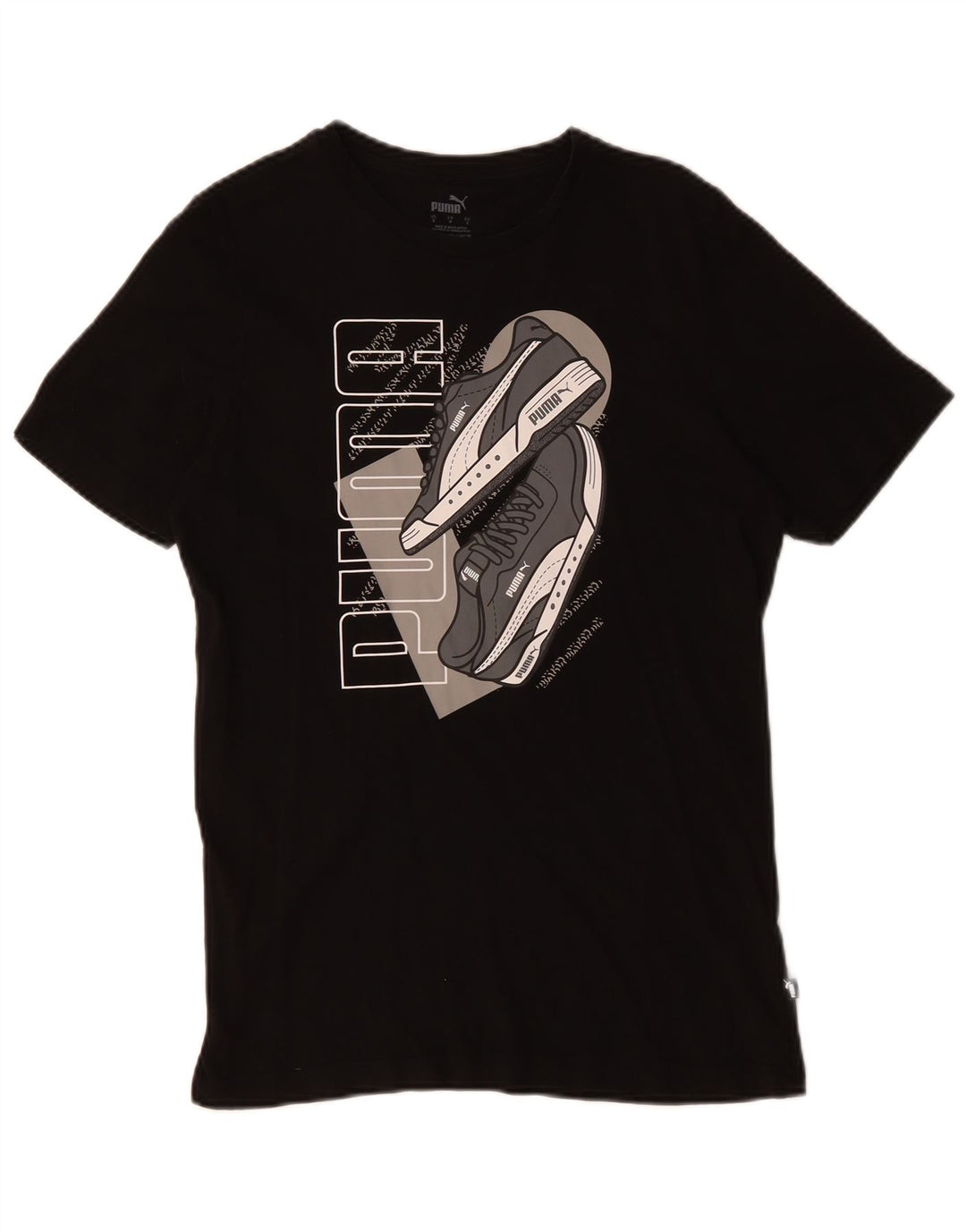 Puma Herren Grafik T-Shirt Top Small Schwarz Baumwolle