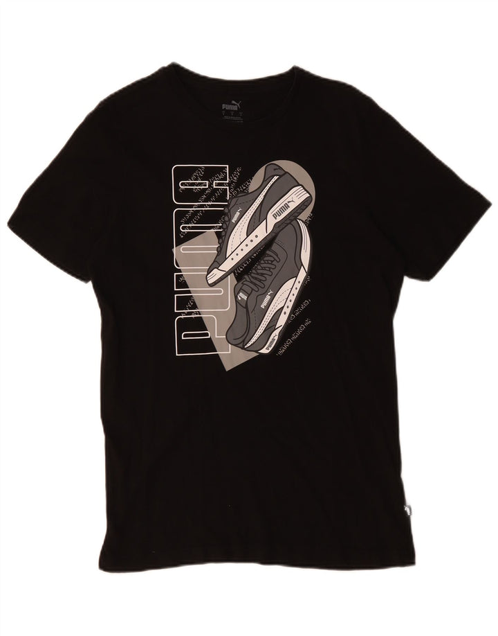 Puma Herren Grafik T-Shirt Top Small Schwarz Baumwolle