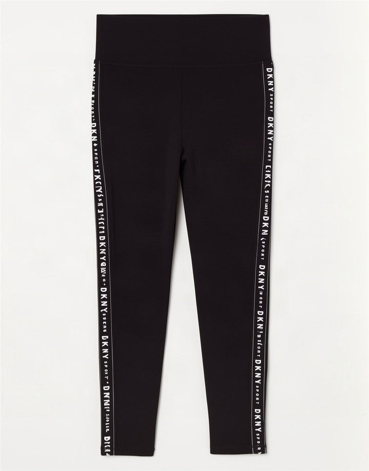 Dkny Womens Graphic Leggings UK 14 Mittelschwarze Baumwolle
