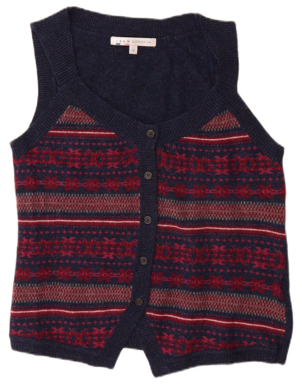 CREW CLOTHING Damen-Cardigan-Pullover UK 16 Large Marineblau Fair Isle