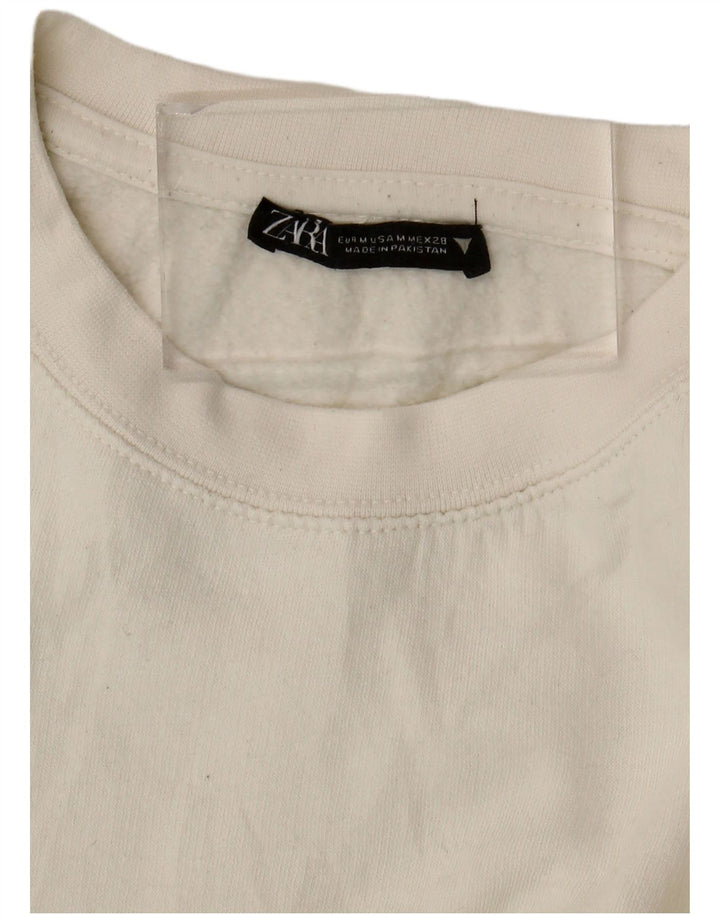 Zara Damen Crop Sweatshirt Pullover UK 14 Mittelweiß