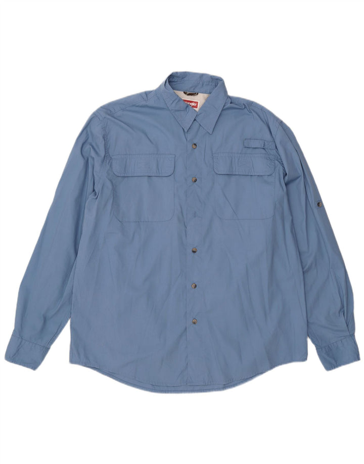 Wrangler Herrenhemd, groß, aus blauer Baumwolle