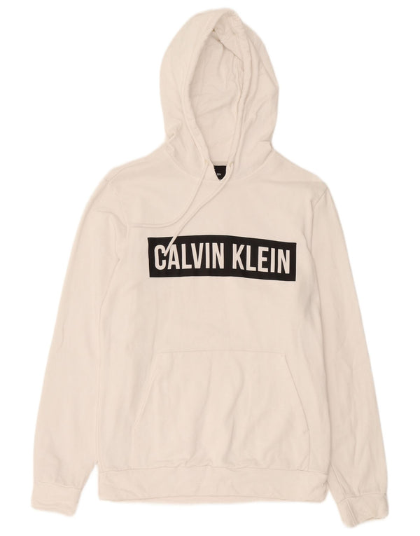 Calvin Klein Herren-Kapuzenpullover mit grafischem Print, mittelweiße Colourblock-Baumwolle