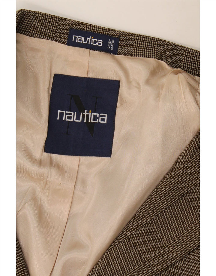 Nautica Herren-Blazer mit 3 Knöpfen, Gr. 40, groß, braun kariert
