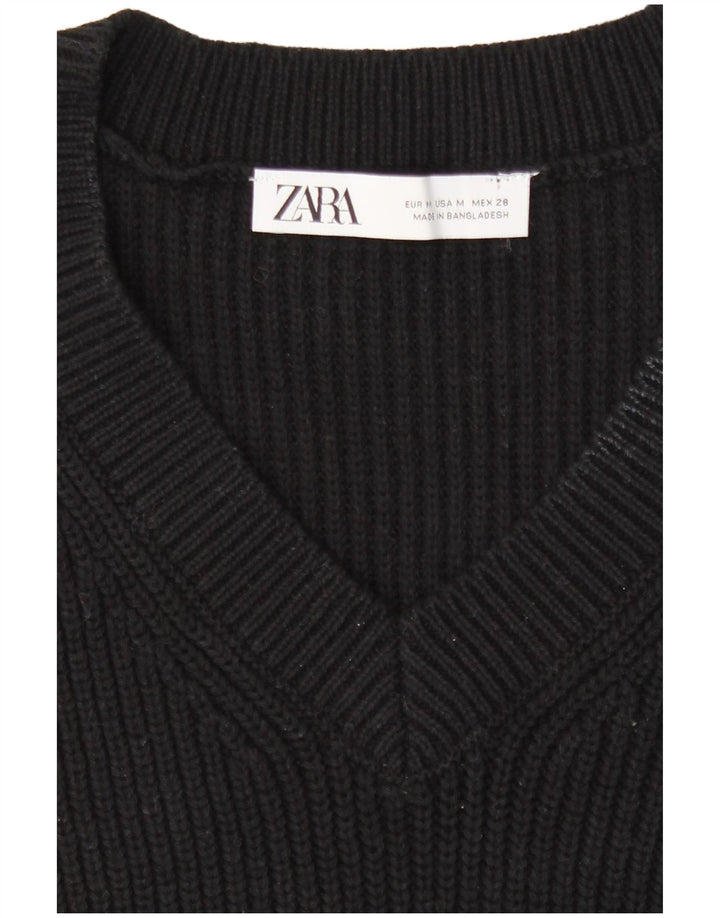 Zara Damen Weste Tank Top UK 14 Medium Schwarz