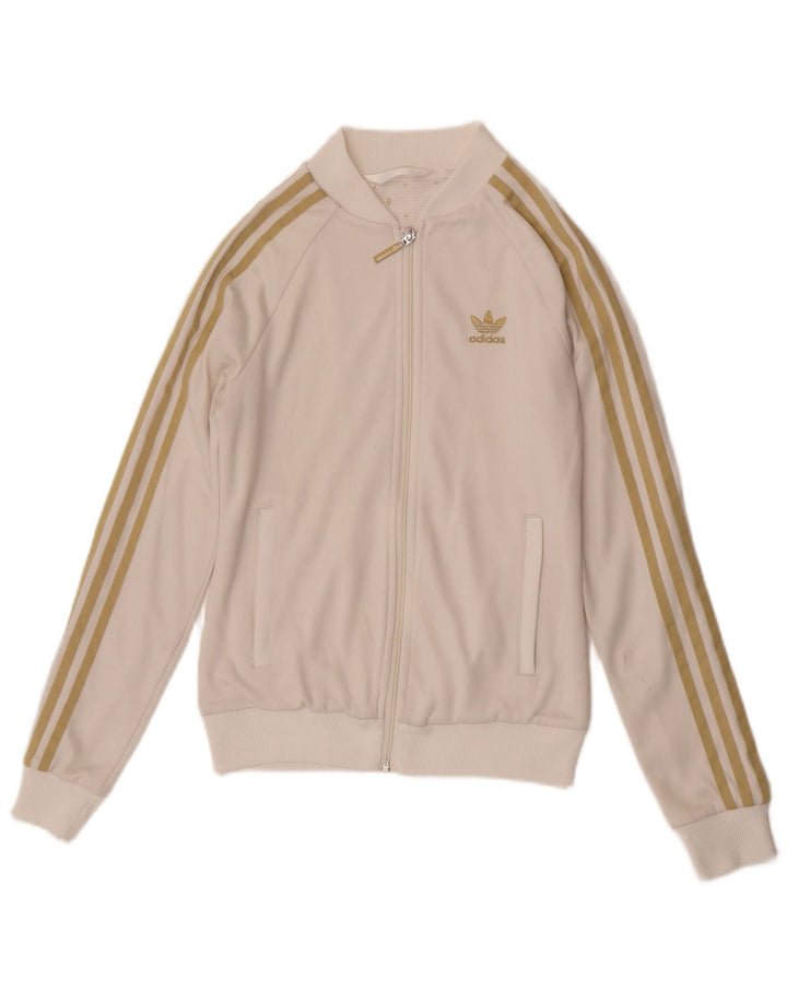 Adidas Damen Trainingsanzug Top Jacke EU 36 Small Weiß Polyamid