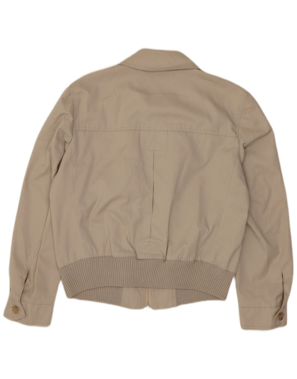 Vintage Damen Bomberjacke UK 18 XL Beige Polyester