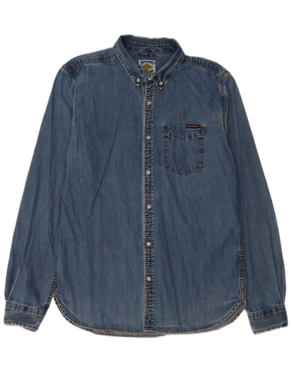 Superdry Herren-Jeanshemd XL aus blauer Baumwolle