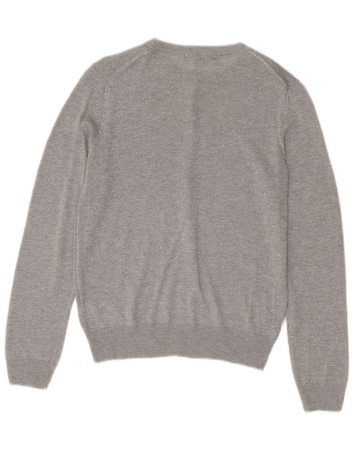 Marks & Spencer Damen-Cardigan-Pullover UK 12 Medium Silver Meled Viscose