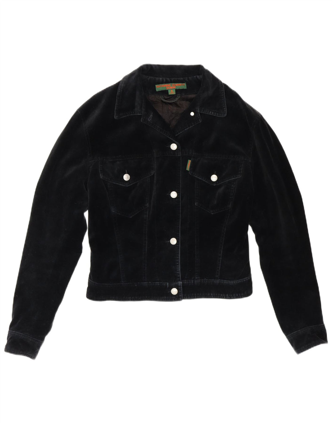 Katharine Hammett Damen Crop Bomberjacke UK 8 Small Marineblaue Baumwolle