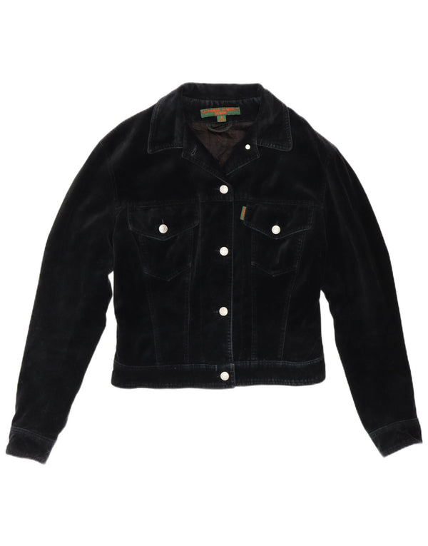 Katharine Hammett Damen Crop Bomberjacke UK 8 Small Marineblaue Baumwolle