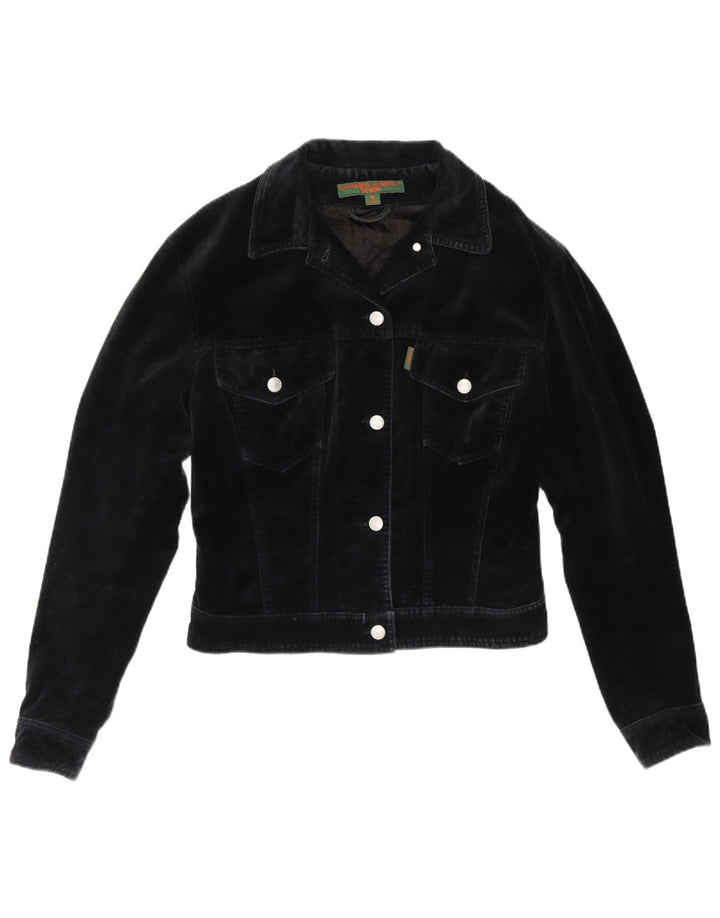 Katharine Hammett Damen Crop Bomberjacke UK 8 Small Marineblaue Baumwolle