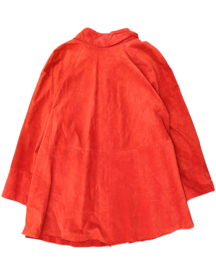 VINTAGE Womens Suede Overcoat EU 42 Large Red Leather Vintage Vintage and Second-Hand Vintage from Messina Hembry 