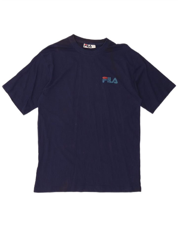 FILA Herren-Grafik-T-Shirt-Oberteil aus mittelblauer Baumwolle in Marineblau