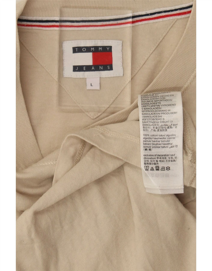 TOMMY HILFIGER Mens T-Shirt Top Large Beige Cotton Vintage Tommy Hilfiger and Second-Hand Tommy Hilfiger from Messina Hembry 