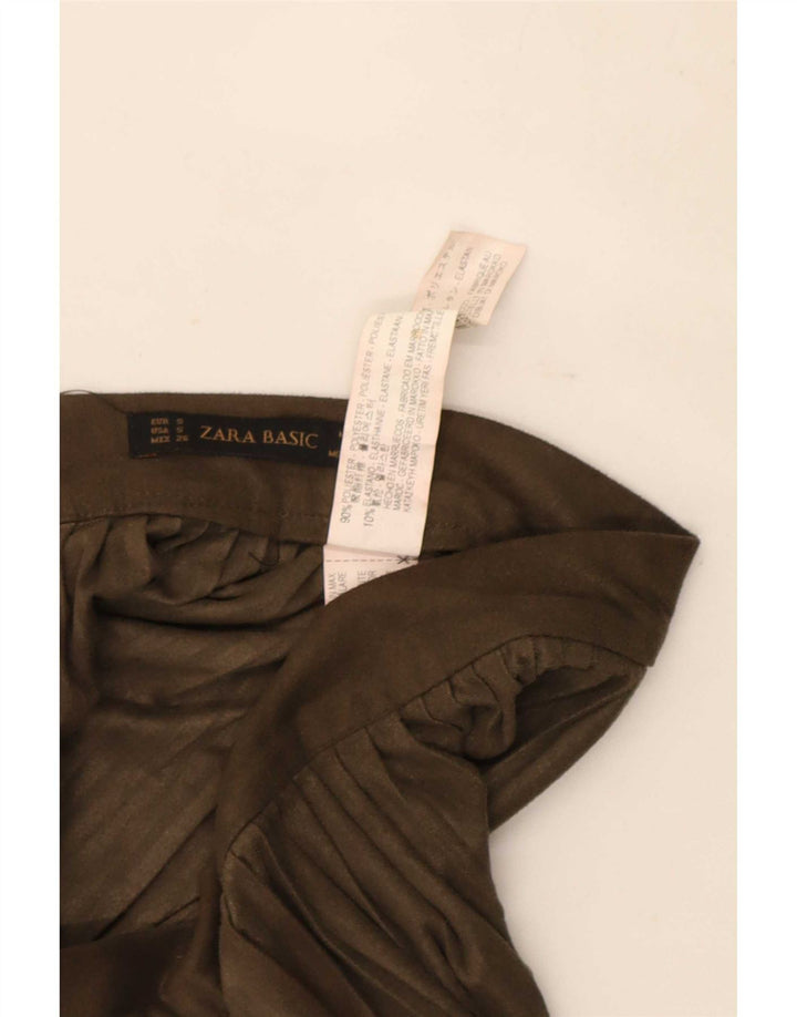 Zara Damen A-Linien-Rock Small W26 Khaki Polyester